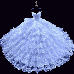 限量版娃娃衣服 白雪公主八层皇室奢华婚纱 天鹅之舞女孩生日礼物