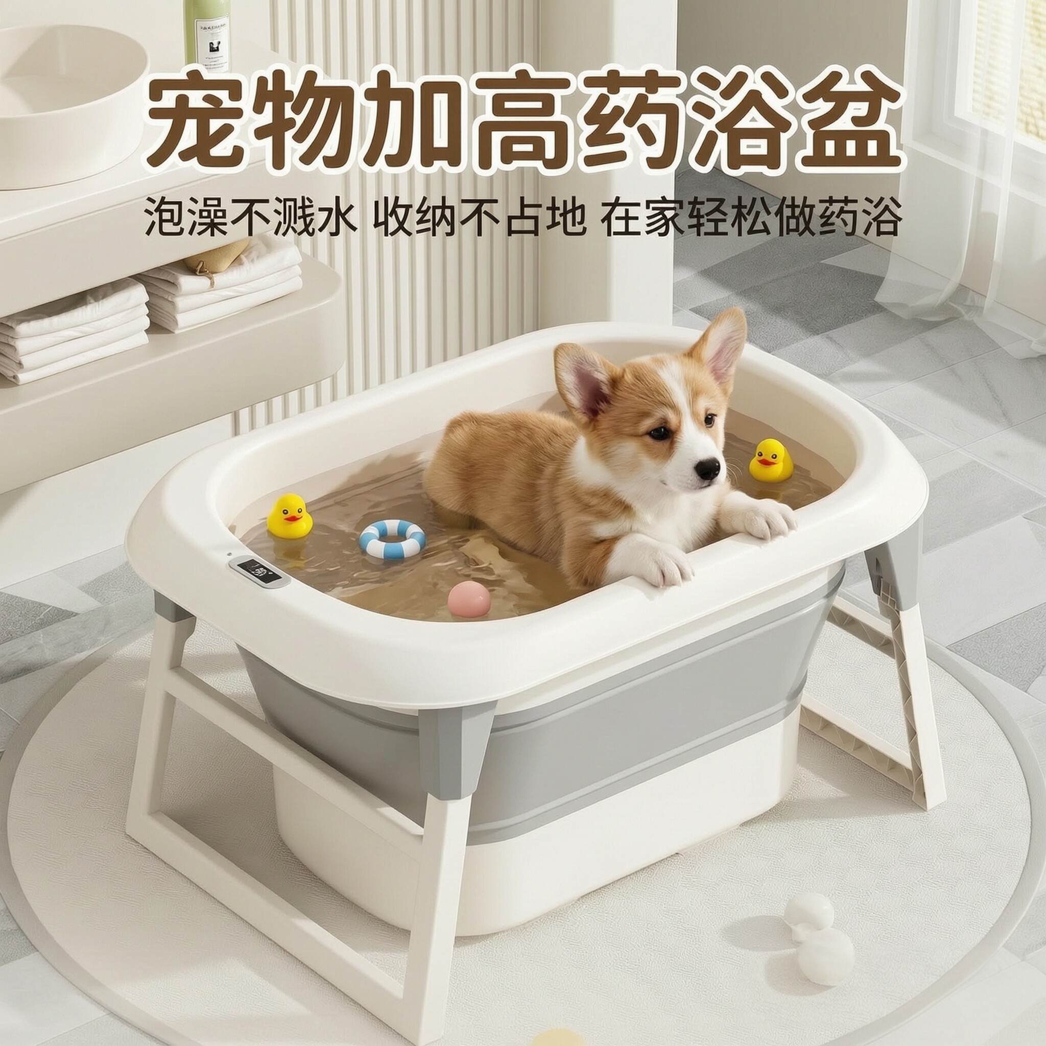 狗狗洗澡盆专用药浴可折叠小型犬狗狗洗澡工具猫咪洗澡盆防跑加高
