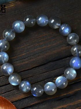 蓝彩月光石手链款灰月光拉长石单圈手串猫眼水晶七夕饰品礼物
