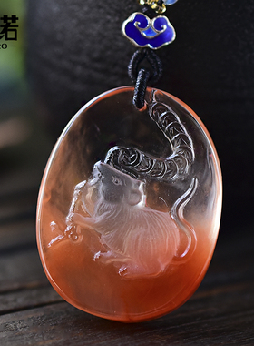 红兔毛水晶鼠来宝吊坠项链2024年本命年生肖鼠挂坠吉祥物水晶饰品