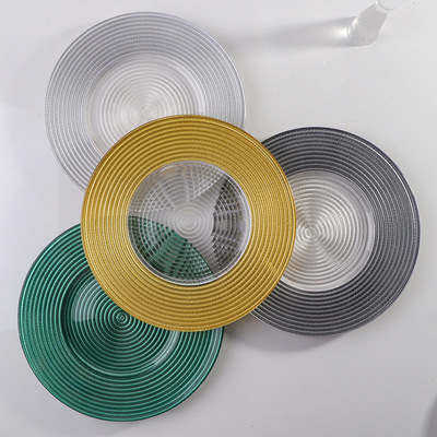 Threaded glass plate creative steak fruit Western style mat