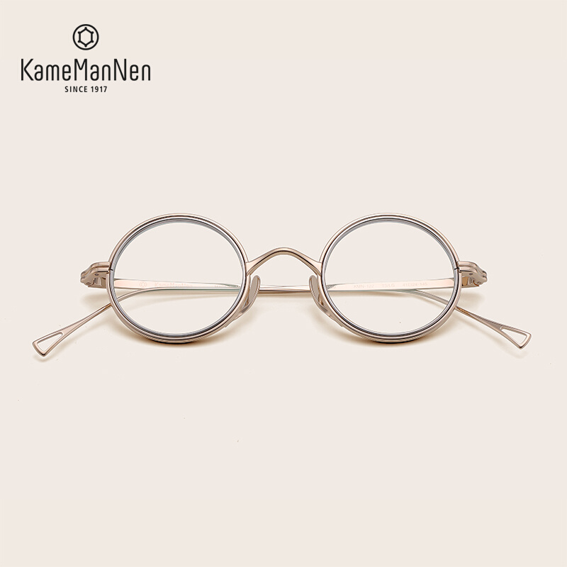 日本手工文艺纯钛圆框眼镜架