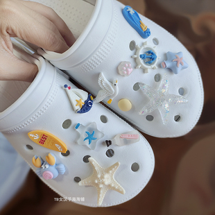 适配卡骆驰洞洞鞋配饰diy海洋星星珍珠cross拖鞋男装饰扣配件可爱