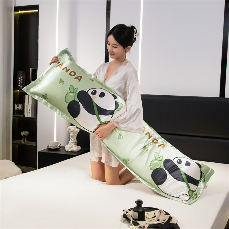 凉爽冰丝双人枕头套1.2m长款夏季丝滑1.5枕套1.8米加长情侣枕芯套