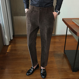 秋冬木棉绒西裤松紧腰修身休闲裤咖色K8093-P72（128）柏悦风，男装休闲裤，电商A159