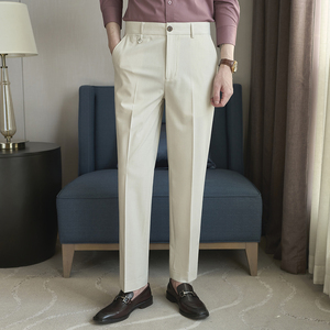 春夏小直筒西裤长裤男 青年简约休闲 ZK9061-P75米杏（108），男装西裤，电商A159