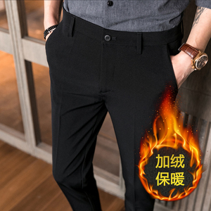 K682加绒-P55 冬款修身加绒保暖9分裤 西裤男裤 黑色（88）,男装西裤,电商A159