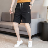 松紧腰抽绳夏款休闲5分裤刺绣短裤黑色K2256-P55（88元），男装牛仔裤，电商A159