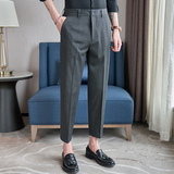 春夏修身西裤新型格子9分裤K523-P70深灰（118），男装休闲裤，电商A159