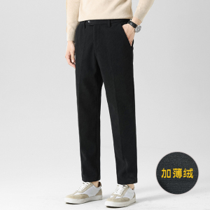 冬款薄绒西裤 修身灯芯绒休闲裤黑色K8083绒-P60无影墙（98）图片