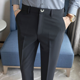 秋冬款纯色休闲西裤长裤修身休闲裤黑色K9019-P72(118），男装西裤，电商A159