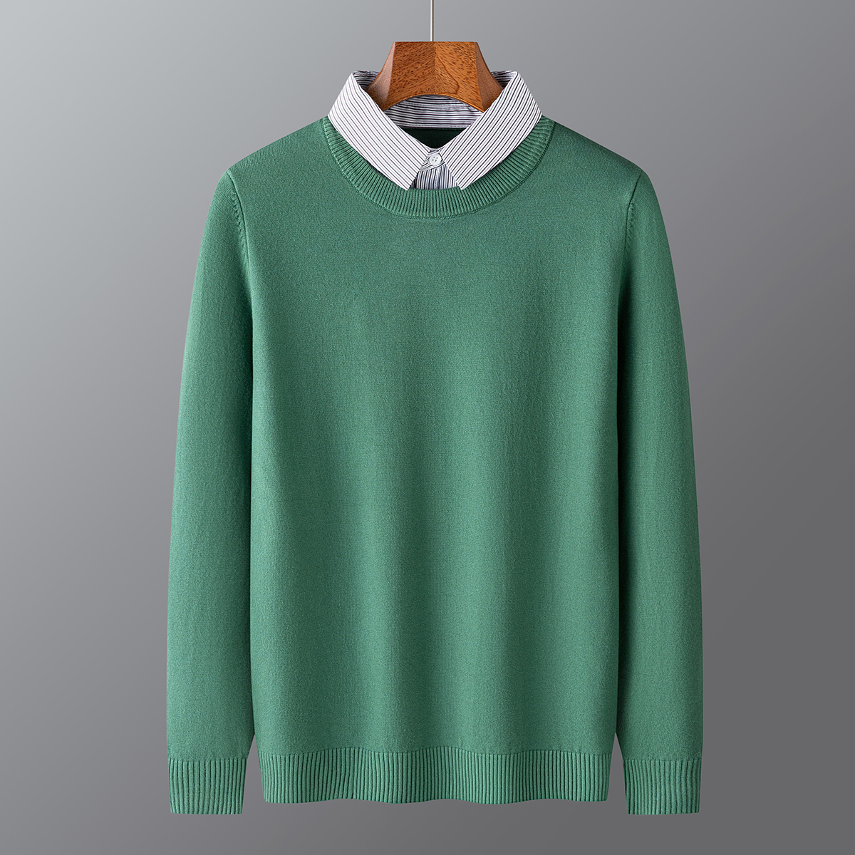 2025秋冬假两件衬衫领套头毛衣绿色Y237-P60一口价（98），男装针织衫/毛衣，电商A159