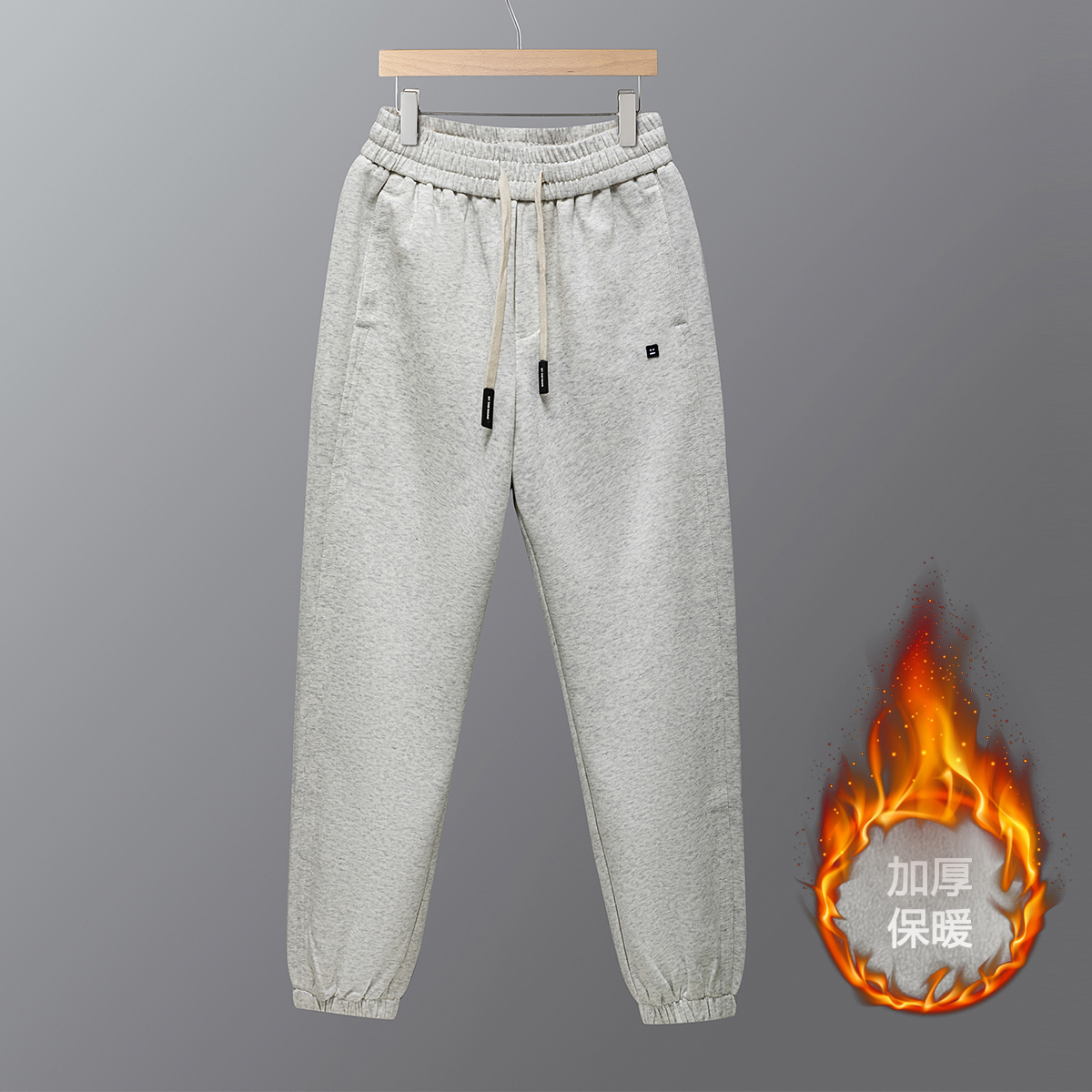 秋冬运动裤松紧腰系绳休闲裤花灰K9038加绒-P53一口价（98），女装休闲裤，电商A159