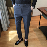 韩版修身条纹西裤青年小脚休闲裤男K8037-P65蓝色（98），男装西裤，电商A159