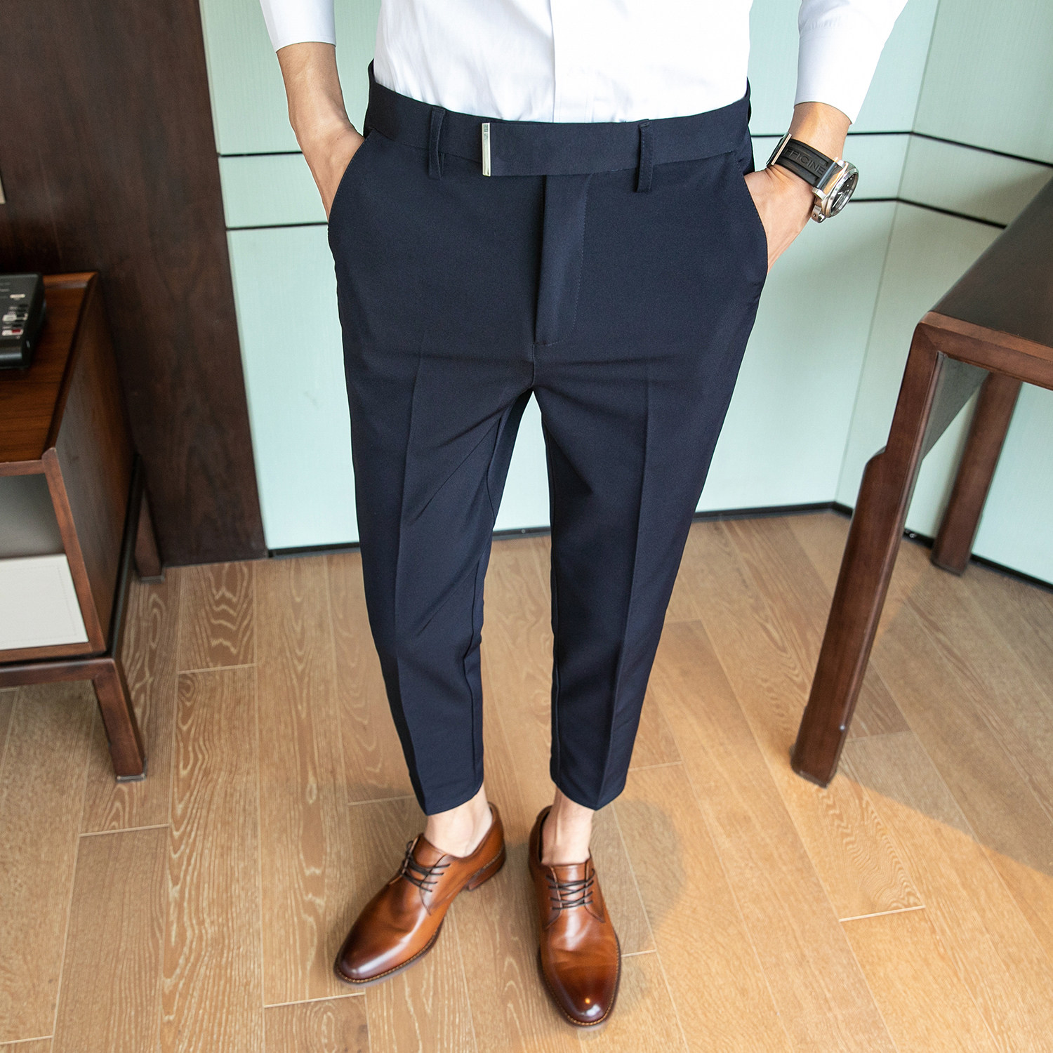 春夏款韩版西裤修身9分裤男裤K681-P50黑色（78）,男装西裤,电商A159