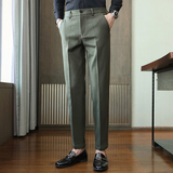 冬款毛呢西裤修身休闲裤磨毛黑色K8073-P65柏悦风(98），男装西裤，电商A159