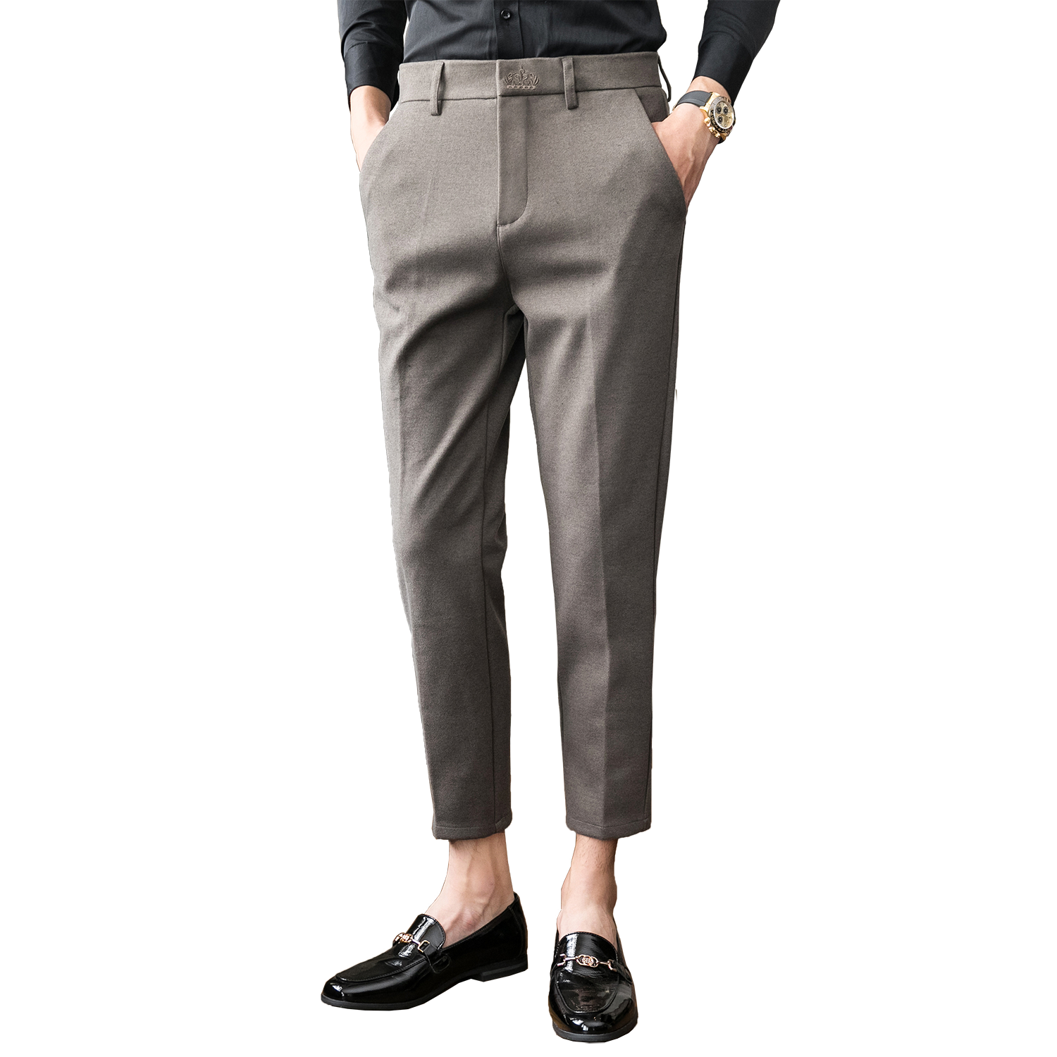 K703-P60冬款毛呢9分裤绣花保暖磨毛休闲裤男（98）,男装棉衣,电商A159