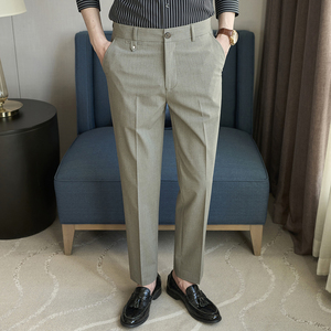 春夏小直筒西裤长裤男 青年简约休闲 ZK9061-P75黑色（108）图片