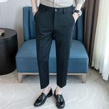 春夏修身高弹西裤凉感冰丝9分裤刺绣黑色K518-P65（108），男装西裤，电商A159