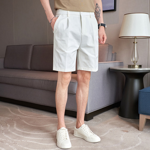 半松紧腰夏款5分裤西裤休闲短裤青年白色K2232-P50（88）
