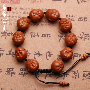 橄榄核人生百态手串橄榄胡核雕佛珠手链小籽弥勒男女文玩把玩饰品