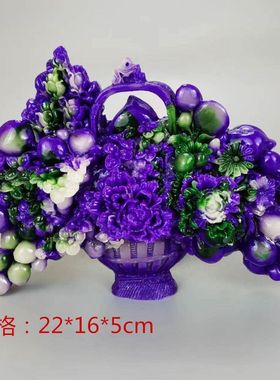 仿玉石紫云母一揽富贵摆件客厅办公室玄关摆件家居装饰山水摆件