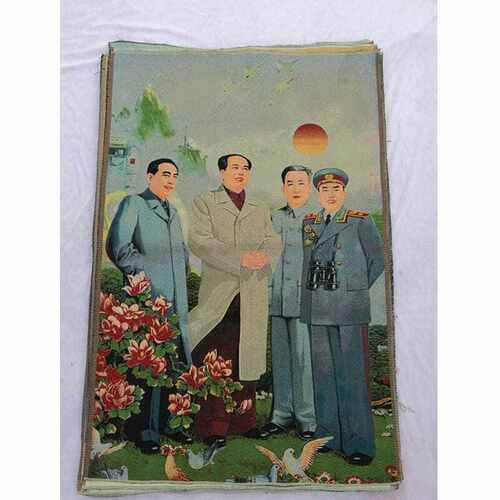 四大伟人红色怀旧收藏宣传画刺绣织锦画客厅装饰画90*60cm