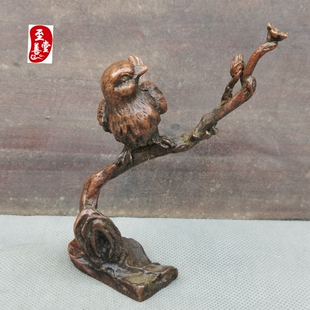 古玩收藏老包浆纯铜实心独占指头安居乐业铜摆件风水玄关摆件客厅