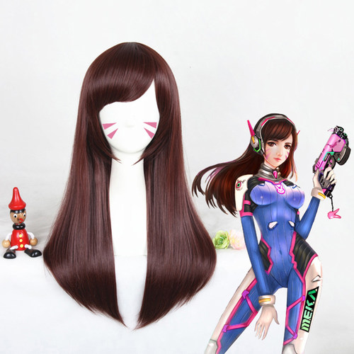 嗨coser 守望先锋 D.VA宋哈娜cos假发 棕红色 清仓现货302A