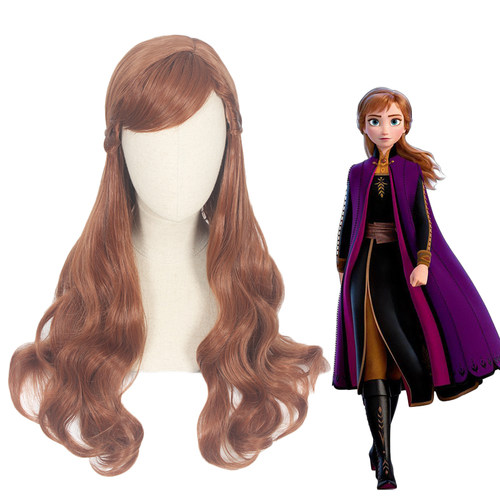 嗨coser 冰雪奇缘2 安娜公主 Anna cos假发 艾莎 棕色卷发 135D - 封面