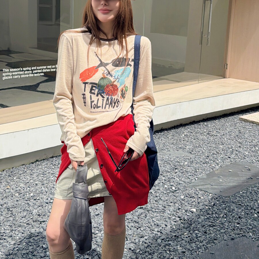 长袖韩版印花棉女