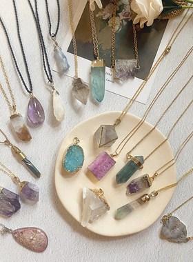 包邮欧美风复古气质女短款原石