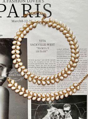 欧美中古风白色琉璃项链手链女