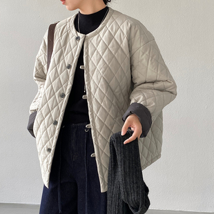 双面穿复古菱格宽松棉服外套女2025年冬季新款高级感保暖加厚棉衣