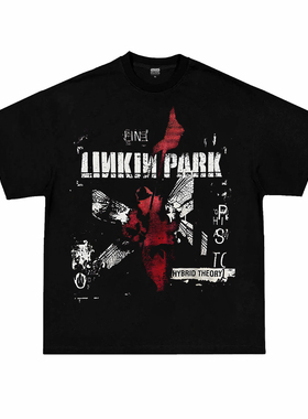 Linkin Park林肯公园美式复古人物印花重磅纯棉宽松短袖T恤