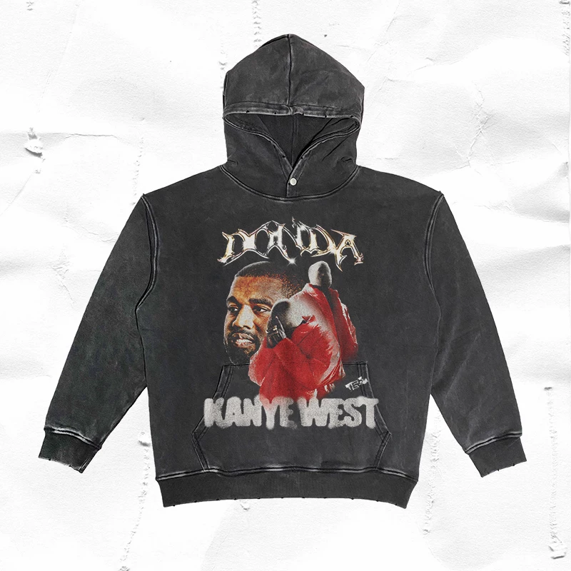 Flip Out Kanye West Donda Kanye Американский хип-хоп рисунок изношенная как старая худи