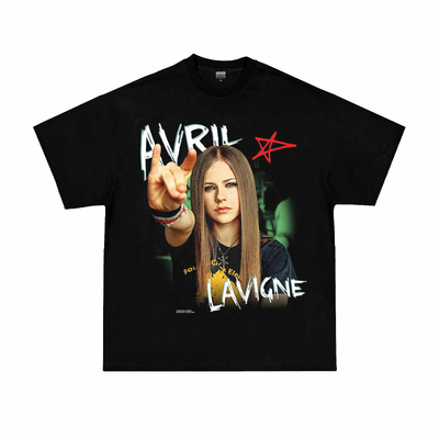 艾薇儿人物印花重磅纯棉T恤