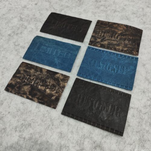 牛仔裤后腰皮标牛皮纸热压LOGO定制 品牌服装辅料皮牌后腰标定制