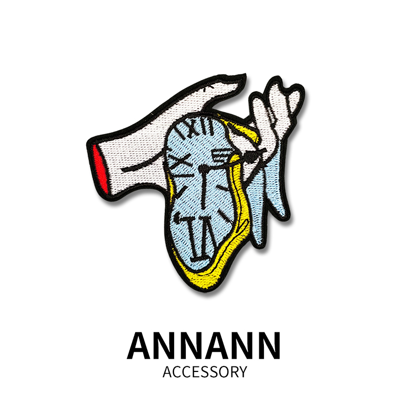 时间钟表创意刺绣布贴情侣衣服背包魔术贴徽章羽绒服破洞补丁贴