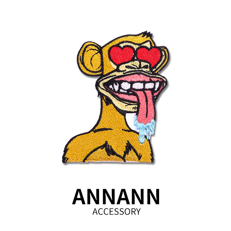 花痴猩猩创意恶搞刺绣布贴衣服包包帽子牛仔羽绒服破洞熨烫补丁贴