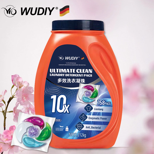 正品 德国WD WUDIY 单颗14克五腔多效持久留香洗衣凝珠158颗/桶