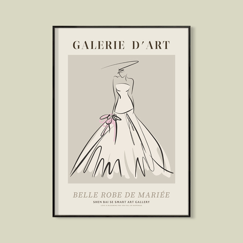 《婚纱嫁衣》 bobo design  简约抽象 黑白线条 极简主义装饰画