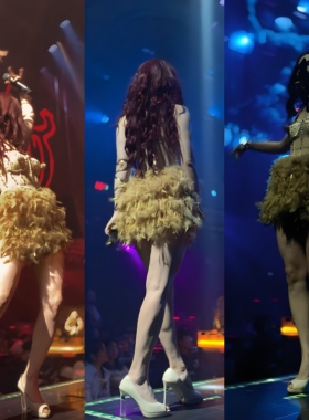 GOGO演出服羽毛蓬蓬裙女歌手穿搭女团成人礼派对晚礼服