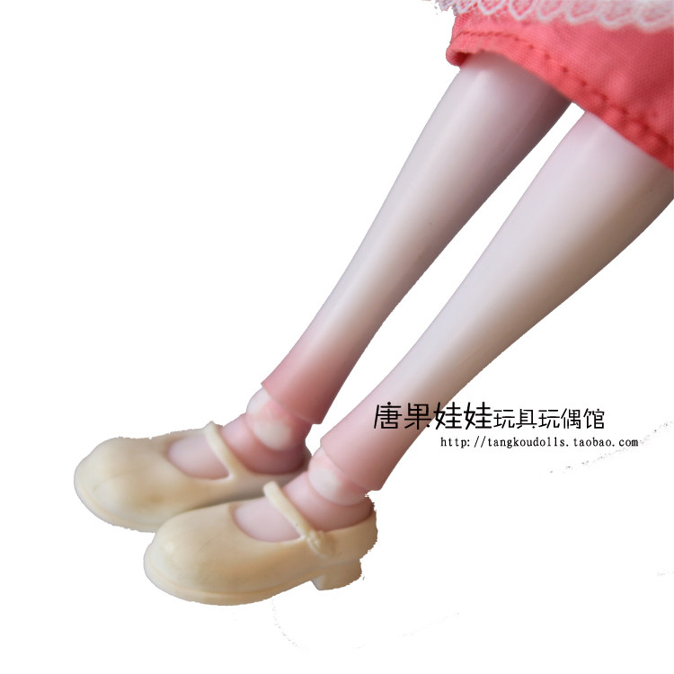 关节体唐果娃娃鞋子粉色3cm迷你公主鞋白色大头鞋 黑色单鞋坡跟鞋