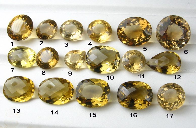 天然蜜蜡黄水晶裸石 彩色宝石 黄晶 戒指面 吊坠 全净 价格亲民