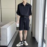 2025夏季新款高级感冰丝轻熟痞帅短袖衬衫短裤套装A202TZ31P110，男装牛仔裤，星座1311（原A202）