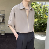 2025夏季高级感男士痞帅冰丝短袖衬衫轻熟风抖音A202CS718P60，男装T恤，星座1311（原A202）