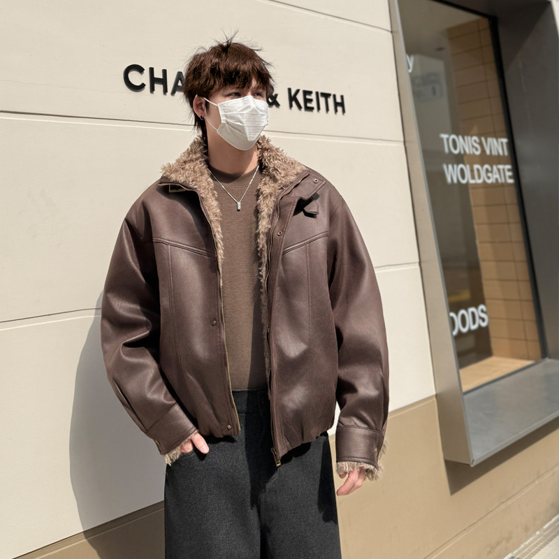 痞帅座山雕皮毛一体棉衣冬季保暖宽松翻领夹克外套1311WY212P185,男装夹克,星座1311（原A202）