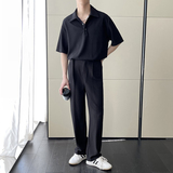 2025高级感短袖polo衫宽松松紧直通阔腿休闲裤套装A202TZ2015P115，男装T恤，星座1311（原A202）