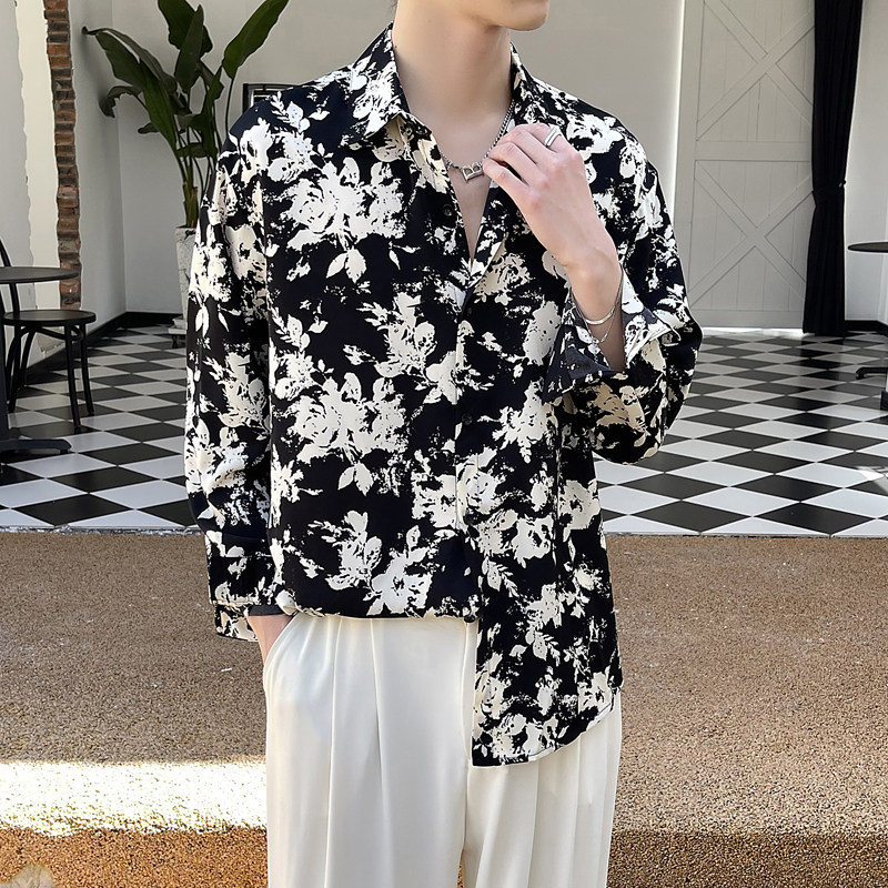 2025春夏新款男高级感碎花衬衫冰丝衬衣薄款防晒衫A202CS803P60，男装防晒衣，星座1311（原A202）